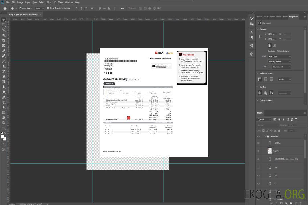 Modèle Word et PDF de relevé bancaire DBS de Singapour, version 2 template Modèle Word et PDF de relevé bancaire DBS de Singapour, version 2 template